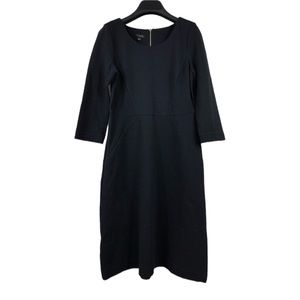 TALBOTS Ribbed 3/4 Sleeve Midi Dress Black Holiday Party Dress Size 2